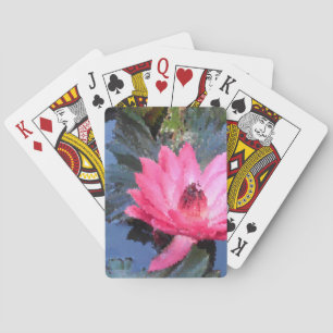 Beautiful Red Pink Purple Waterlily Playing Cards
