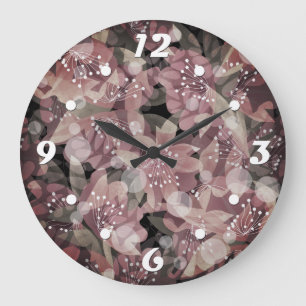 Beautiful red pink roses flowers photo romantic re large clock