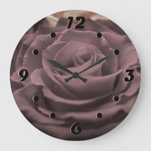 Beautiful red pink roses flowers photo romantic re large clock