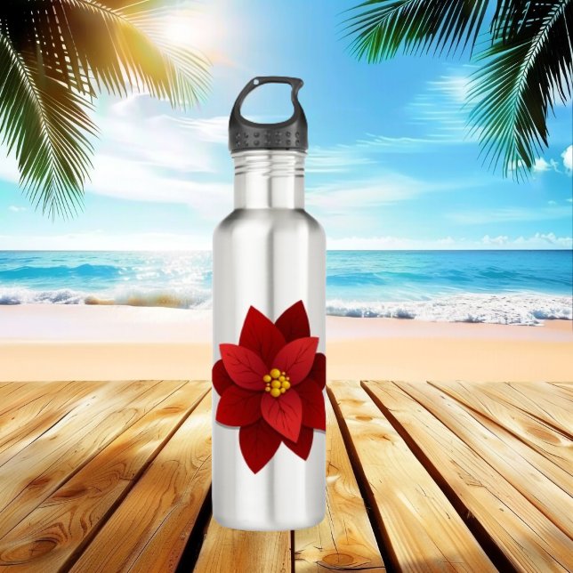 Beautiful Red Poinsettia Flower Christmas 710 Ml Water Bottle (Creator Uploaded)