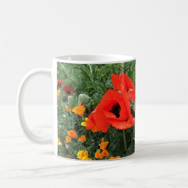 Beautiful Red Poppy  Coffee Mug (Left)