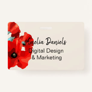 Beautiful Red Poppy ID Badge