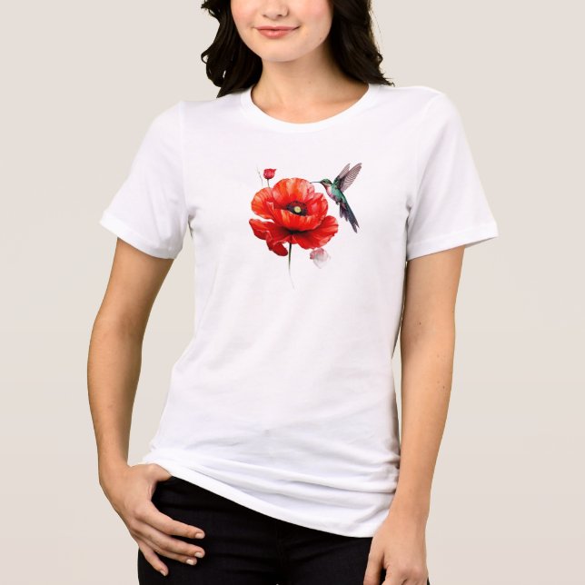 Beautiful Red Poppy In All Its Glory Tri-Blend Shirt (Front)