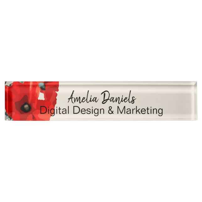 Beautiful Red Poppy Nameplate (Front)