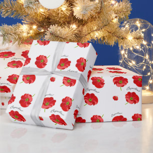 Beautiful red poppy wrapping paper