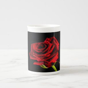 Beautiful red rose bone china mug