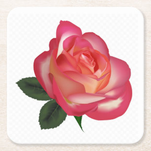 Beautiful Red Rose Coaster Set