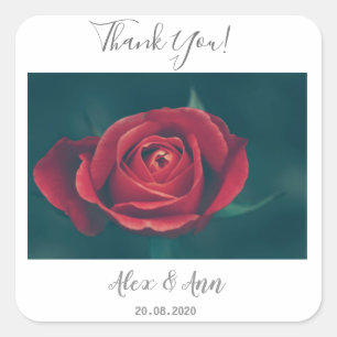 Beautiful Red Rose Flower Wedding Favour Sticker