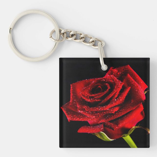 Beautiful red rose key ring (Front)