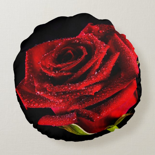 Beautiful red rose round cushion (Back)