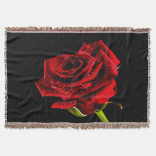 Beautiful red rose throw blanket