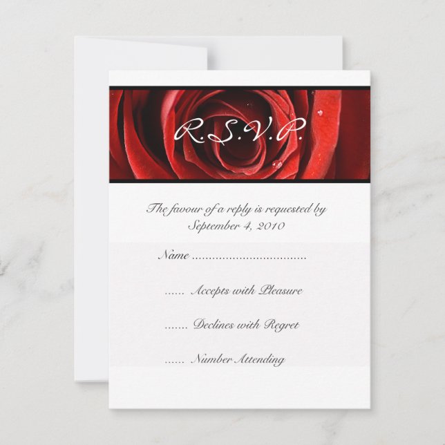 Beautiful Red Rose Wedding RSVP (Front)