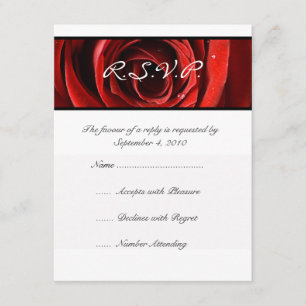 Beautiful Red Rose Wedding RSVP Card