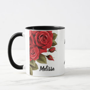 Beautiful Red Roses Custom Name Forever & Always Mug