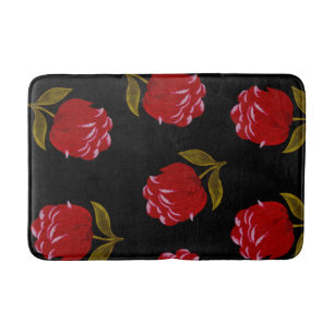 Beautiful Red roses embroidery seamless pattern  Bath Mat