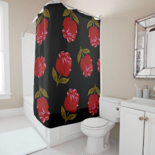 Beautiful Red roses embroidery seamless pattern  Shower Curtain