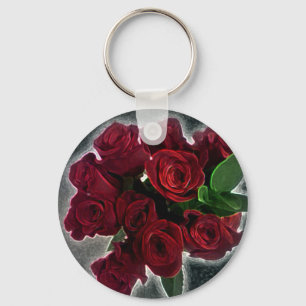BEAUTIFUL RED ROSES KEY RING