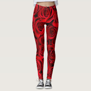 Beautiful red roses leggings