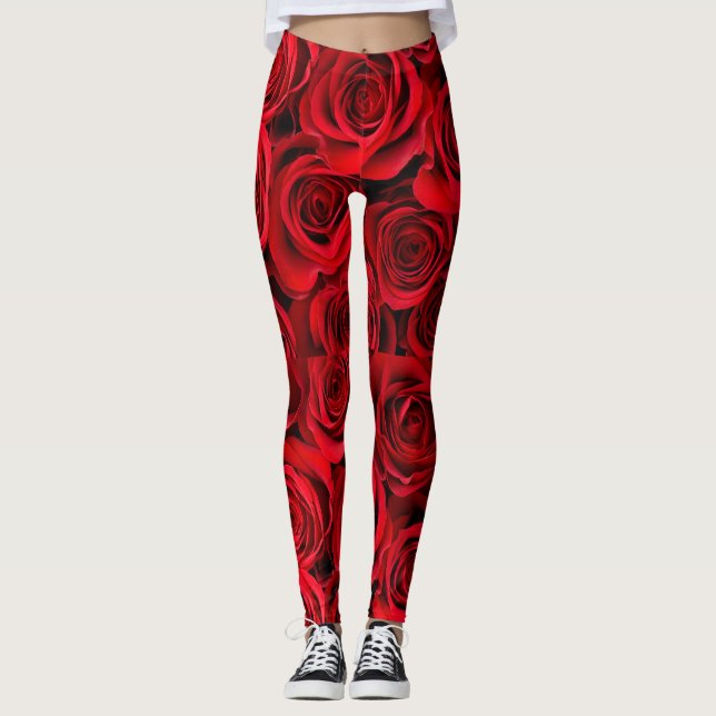 Beautiful red roses leggings (Front)