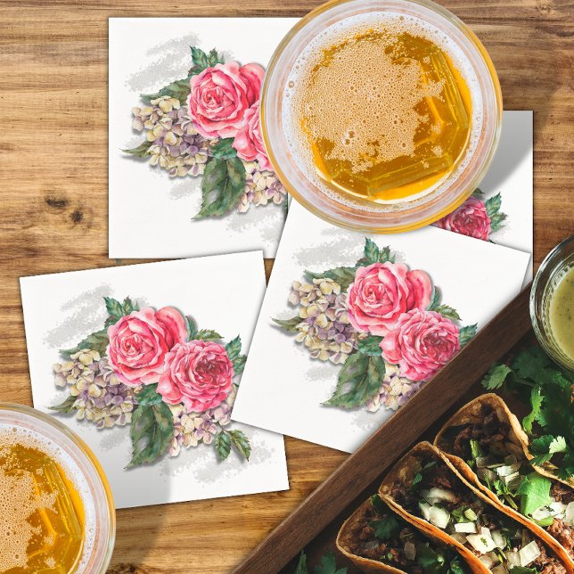 Beautiful Red Roses Paper Cocktail Napkin (Creator Uploaded)