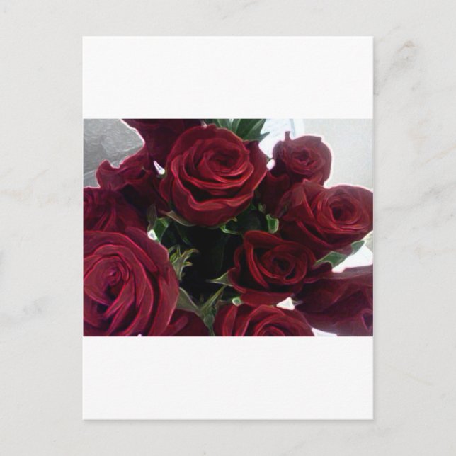 BEAUTIFUL RED ROSES POSTCARD (Front)