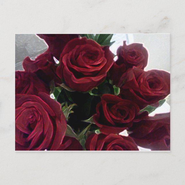 BEAUTIFUL RED ROSES POSTCARD (Front)