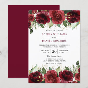 Beautiful Red Roses Romantic Floral Wedding Invitation