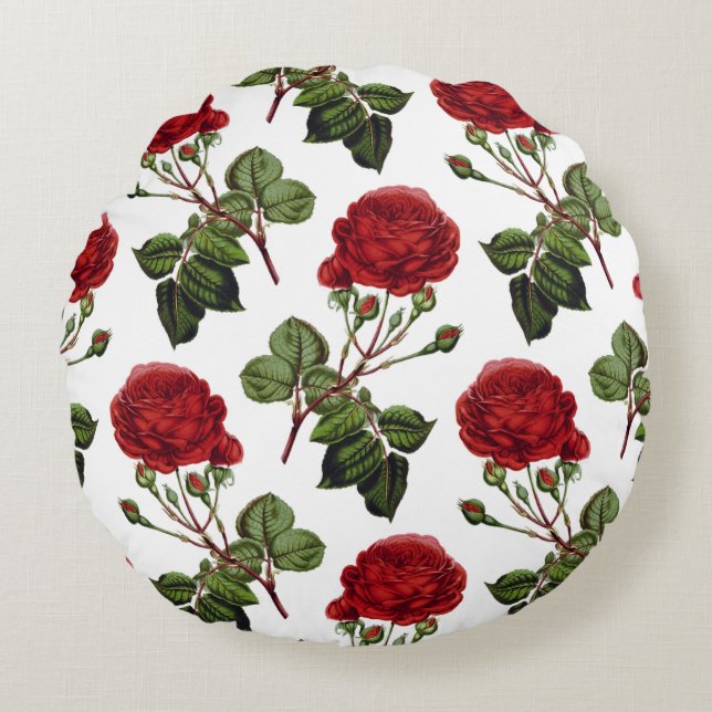 Beautiful Red Roses Round Cushion (Front)