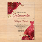 Beautiful Red Roses Sparkle Dress Quinceanera