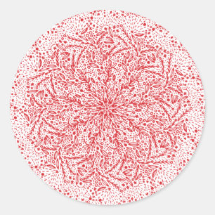 Beautiful Red Star Christmas Holiday Stamp Classic Round Sticker