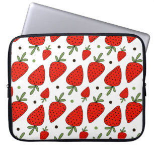 Beautiful red strawberries seamless pattern laptop sleeve