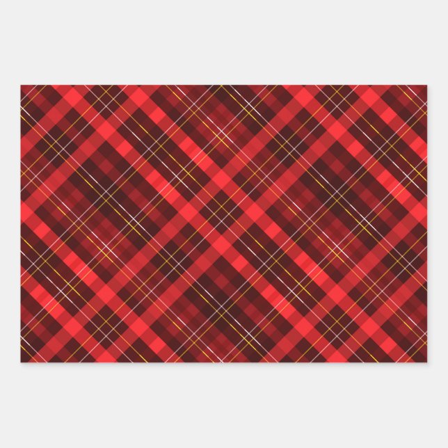 Beautiful red tartan  wrapping paper sheet (Front)