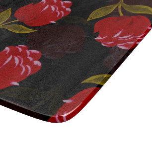 Beautiful Red translucent roses embroidery pattern Cutting Board