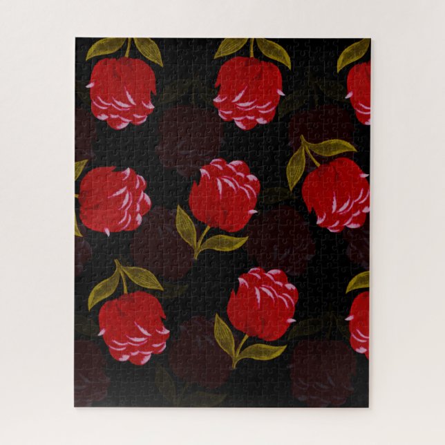 Beautiful Red translucent roses embroidery pattern Jigsaw Puzzle (Vertical)