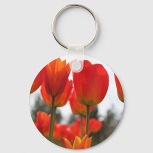 Beautiful Red Tulip Flowers. Key Ring