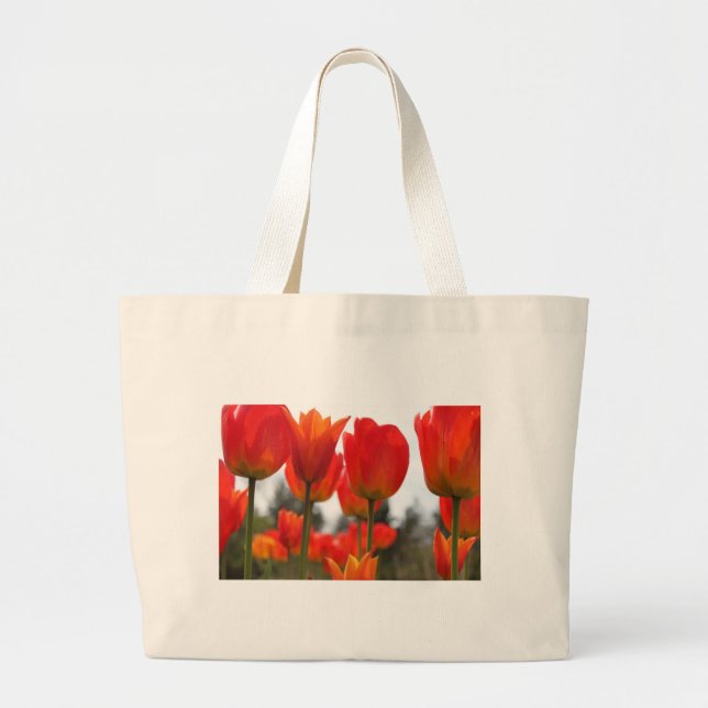 Beautiful Red Tulip Flowers. Large Tote Bag (Front)