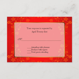 Beautiful Red Wedding RSVP Response Card