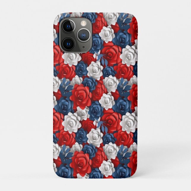 Beautiful Red White Blue Flower Garden Floral USA  Case-Mate iPhone Case (Back)
