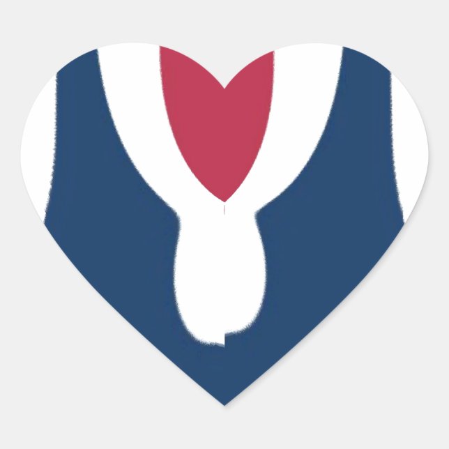 Beautiful Red, White, Blue Texture Colour Abstract Heart Sticker (Front)