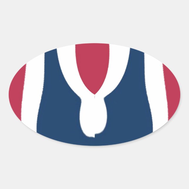 Beautiful Red, White, Blue Texture Colour Abstract Oval Sticker (Front)