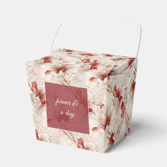 Beautiful Red White Floral Favour Box (Front Side)