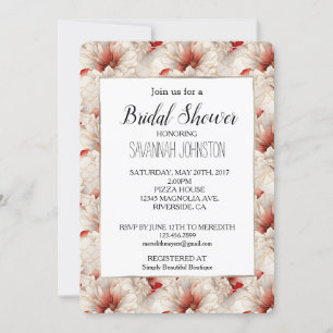 Beautiful Red White Floral Invitation