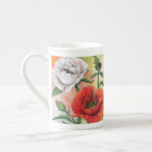 Beautiful Red White Poppies Mug
