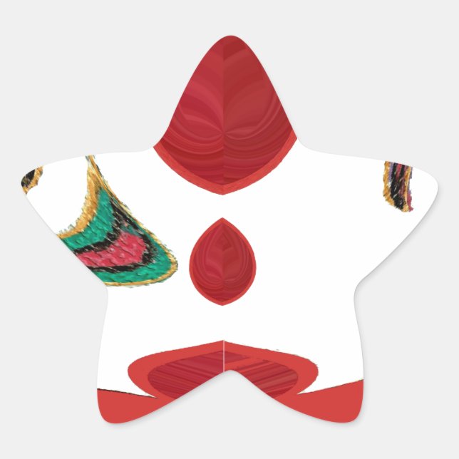 Beautiful Red, White, Purple, Green Texture Colour Star Sticker (Front)