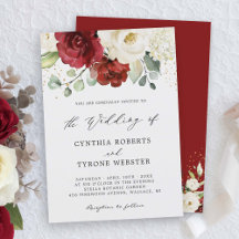 Beautiful Red White Rose Floral Eucalyptus Wedding