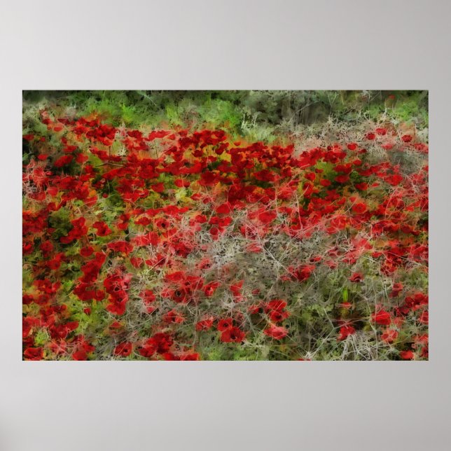 Beautiful Red Wildflower Anemones Abstract Art Poster (Front)