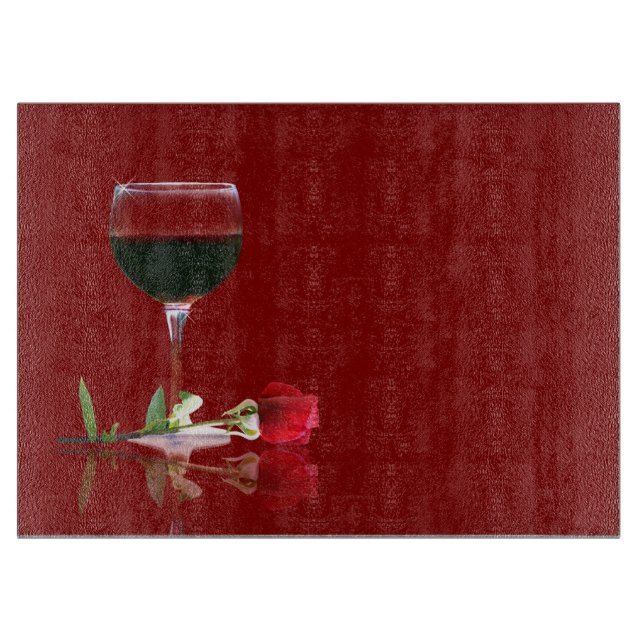 Beautiful Red Wine & Rose Customisable Cutting Cutting Board (Front)
