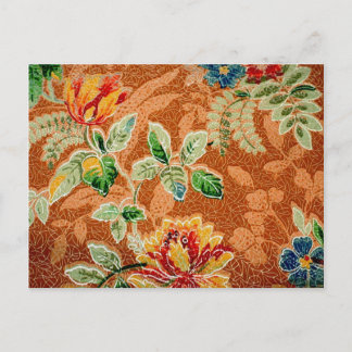 Beautiful Red Yellow Vintage Floral Fine Art Postcard