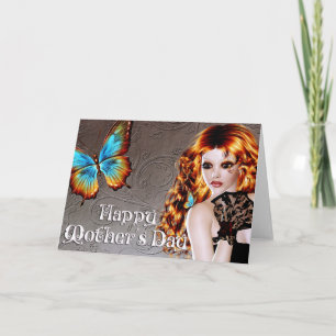 Beautiful Redhead & Butterfly Mother's Day Card