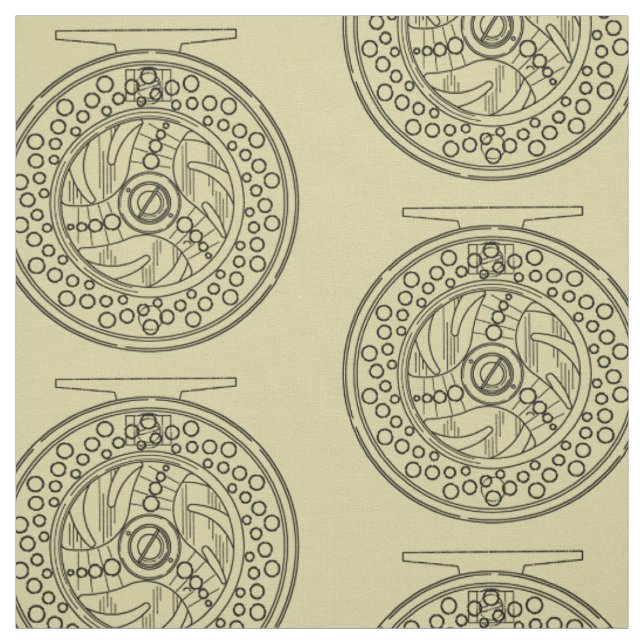 Beautiful Reel Art for Fly Fishing Fabric (Swatch)
